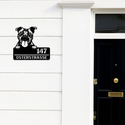 Stafford  - Stahlschild mit Straße/Name und Hausnummer