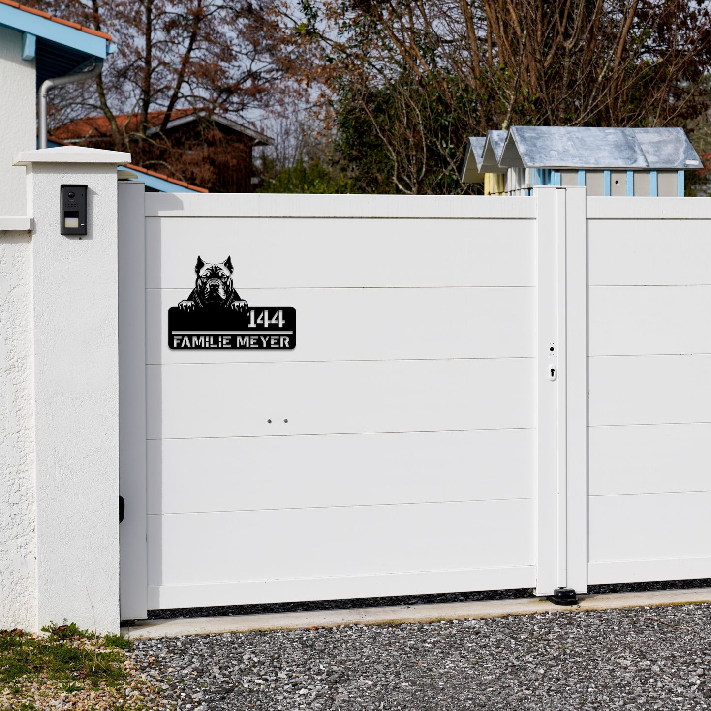 XXL Bully Stahlschild mit Strasse und Hausnummer