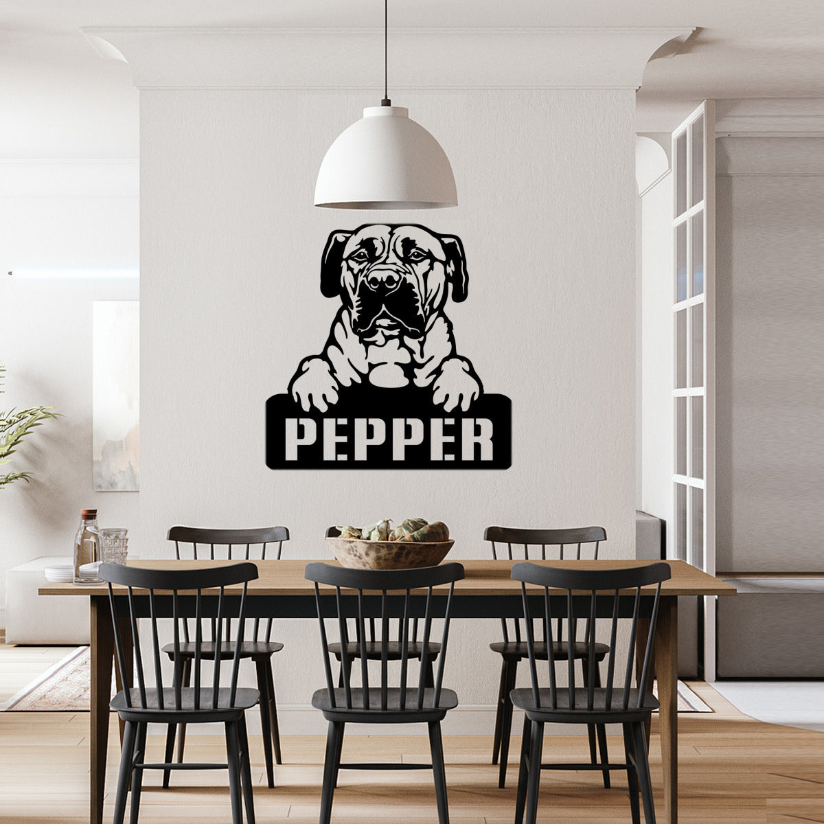 personalisiertes Metallschild mit Hundenamen - Tosa Inu Welpe
