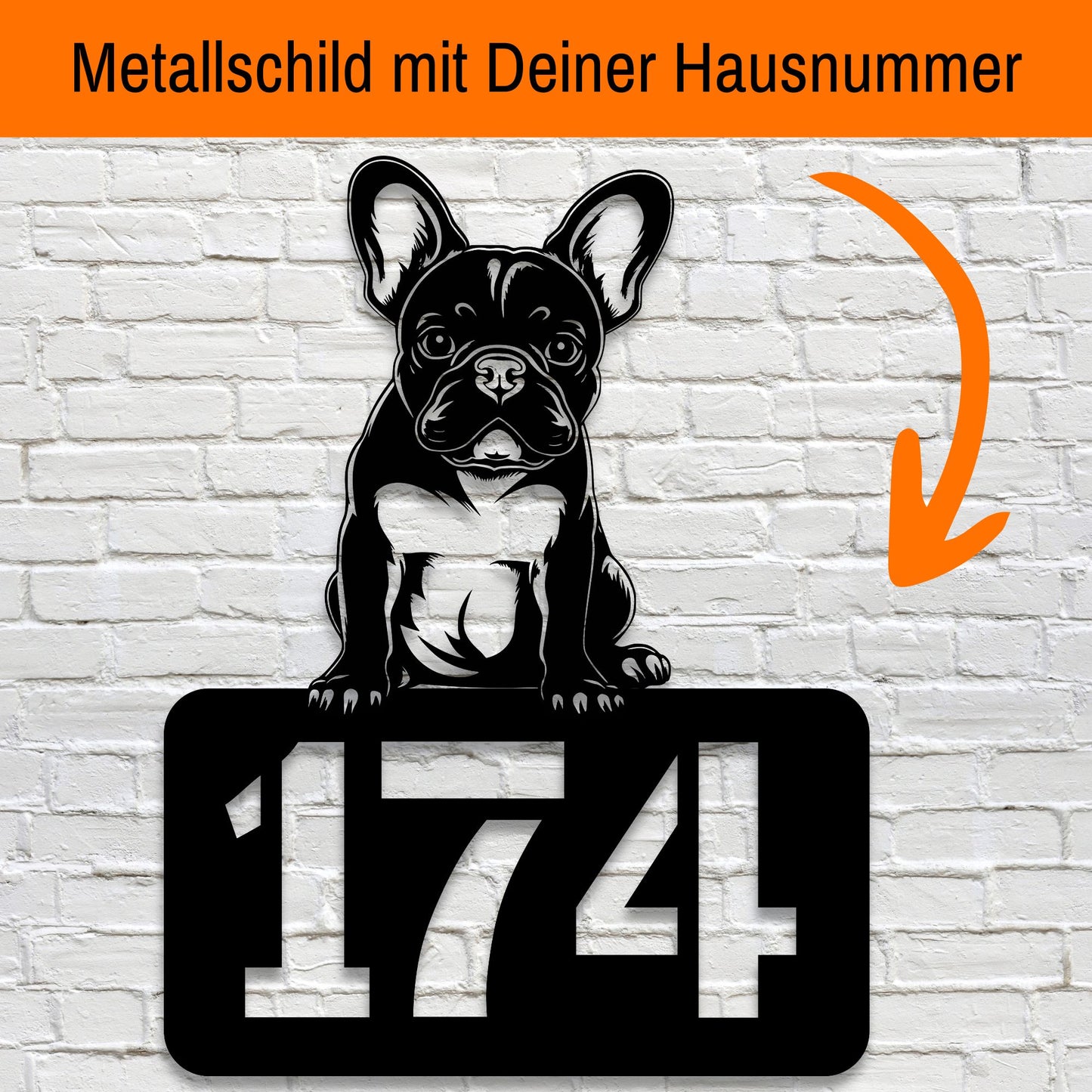 Individuelles Metallschild mit Hausnummer Fropswelpen