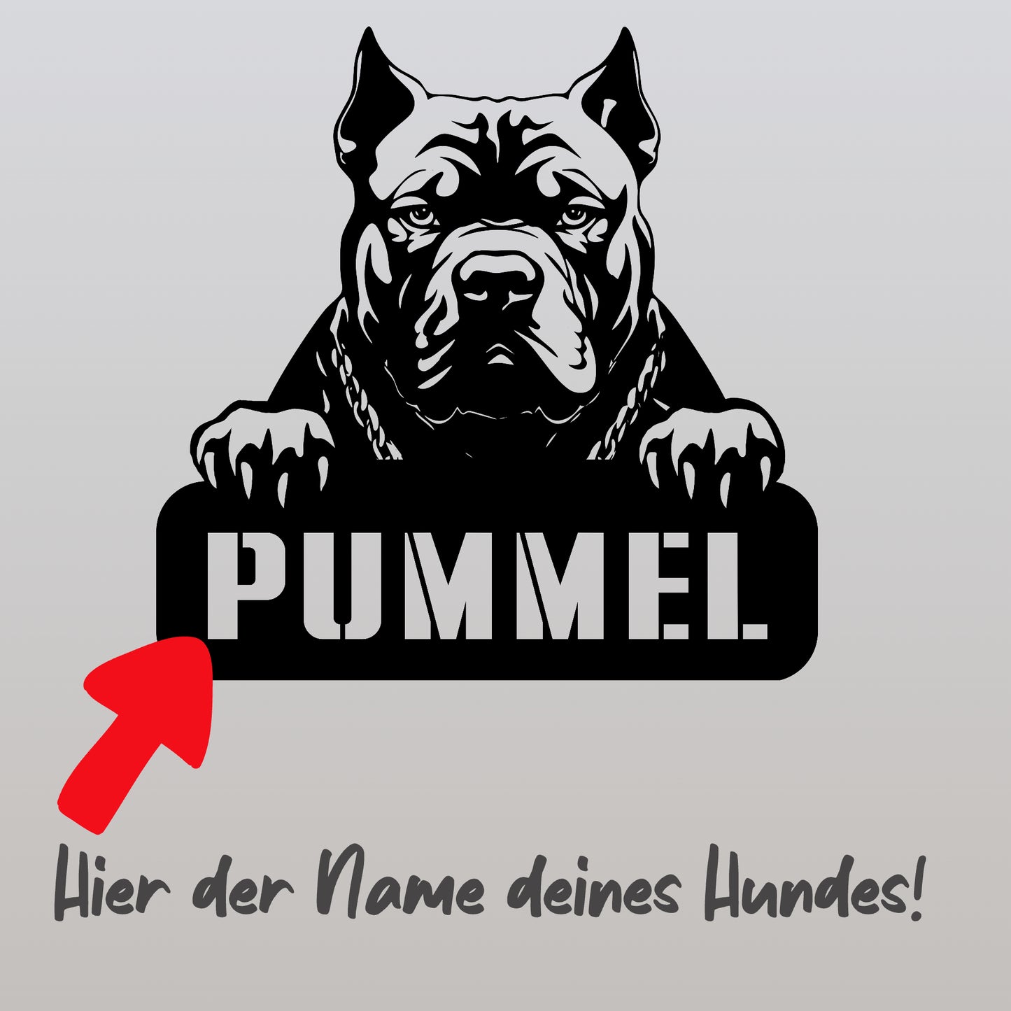 personalisiertes Metallschild mit Hundenamen - XXL Bulli
