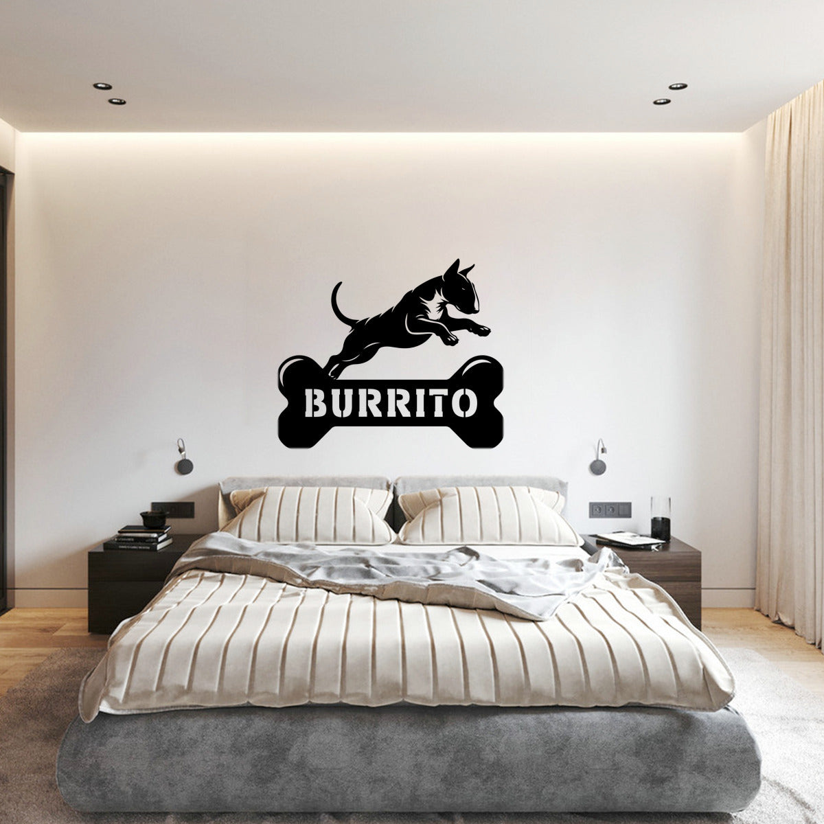personalisiertes Metallschild mit Hundenamen - Bullterrier